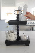 2 Tier Cake Stand - Square/Black
