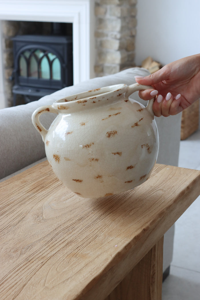 Aged Cream Ceramic Vase