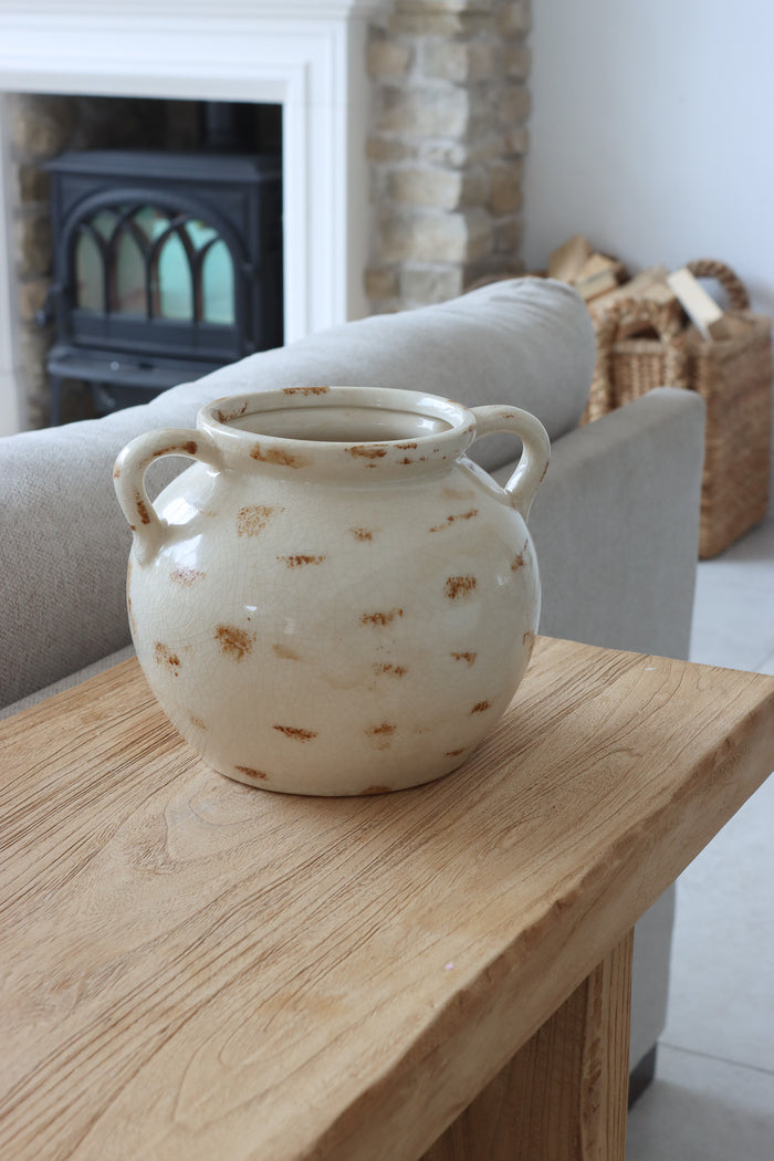 Aged Cream Ceramic Vase
