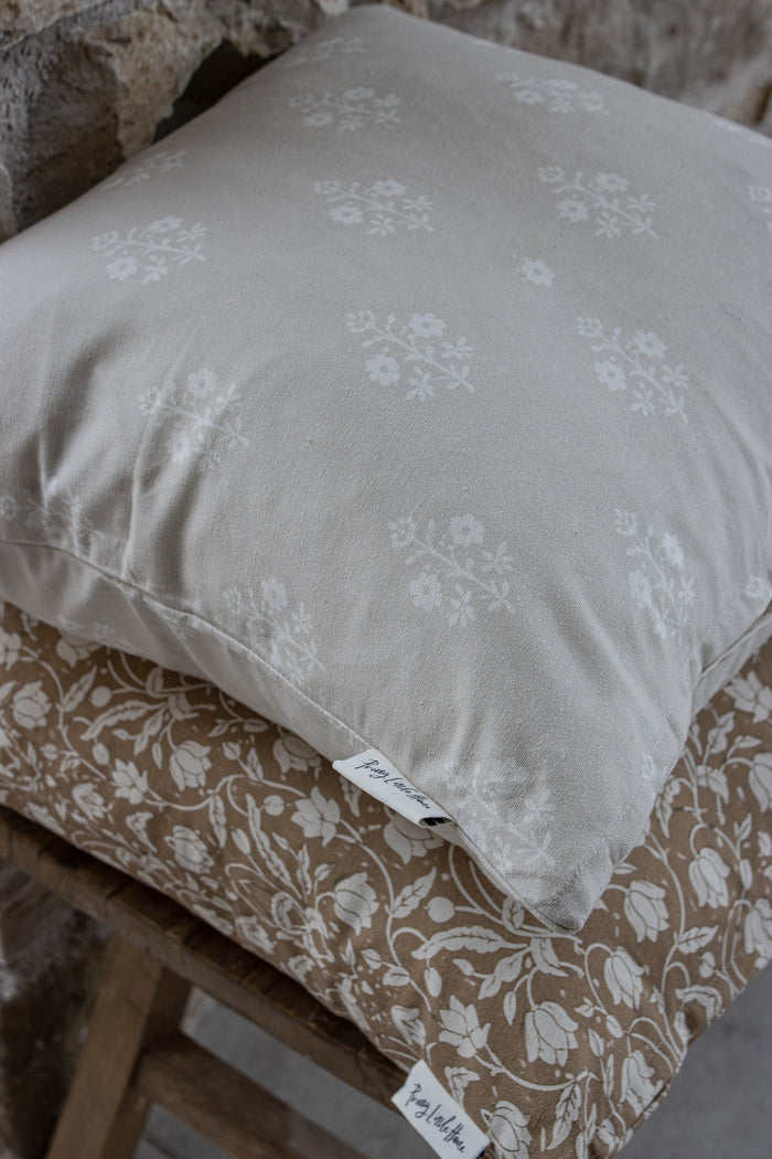 Beige Wildflower Cushion Cover