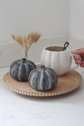 Black Stone Resin Pumpkin - Medium 2Pc Set