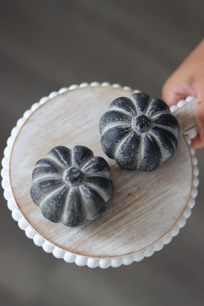 Black Stone Resin Pumpkin - Small 2Pc Set