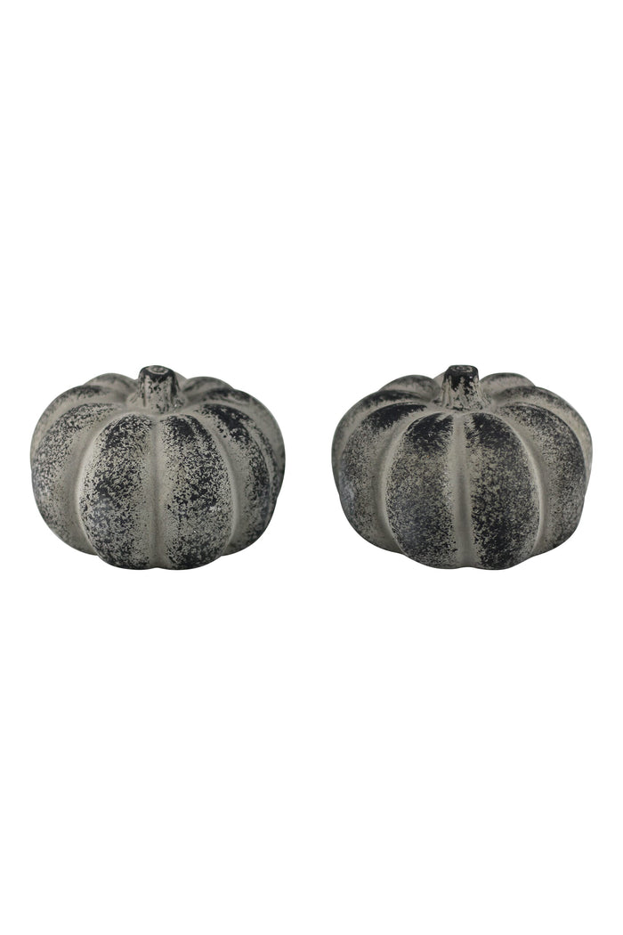Black Stone Resin Pumpkin - Small 2Pc Set