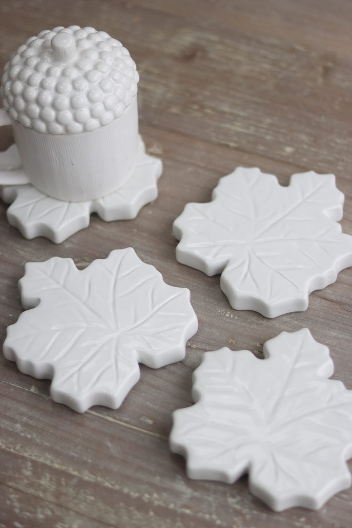 Ceramic Coasters Set - Autumn Leaves