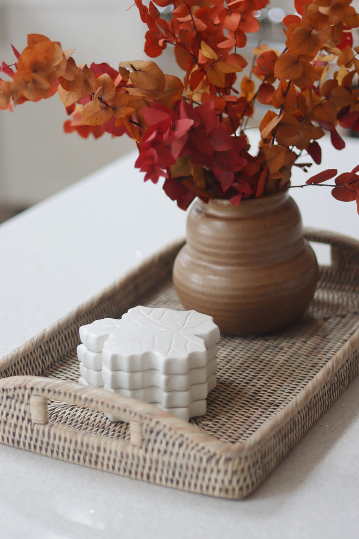 Ceramic Coasters Set - Autumn Leaves