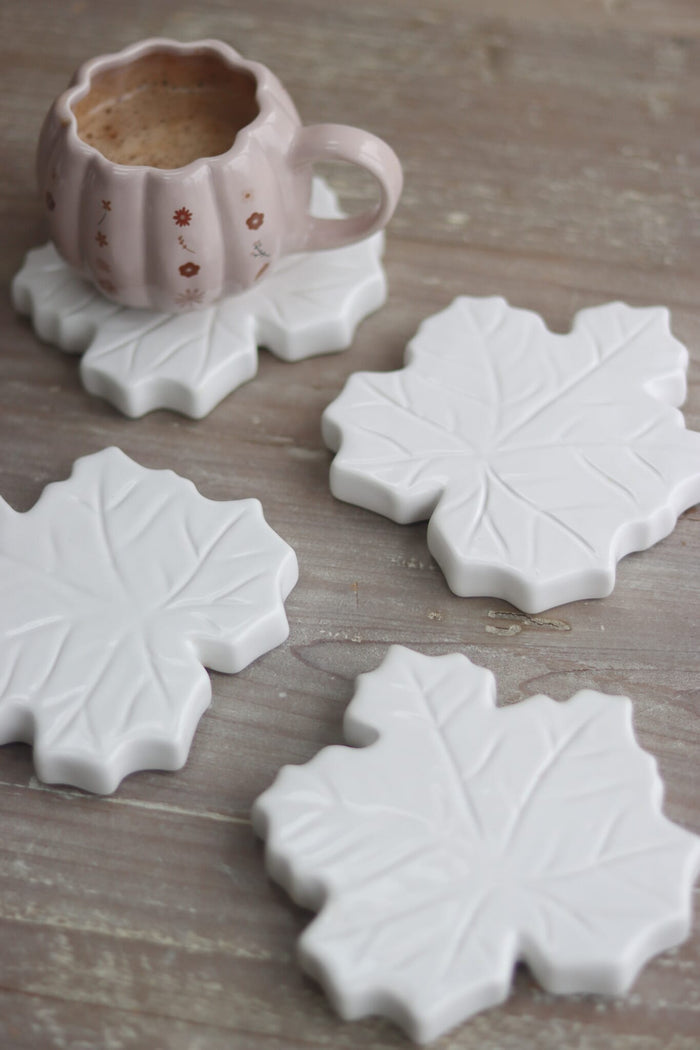 Ceramic Coasters Set - Autumn Leaves
