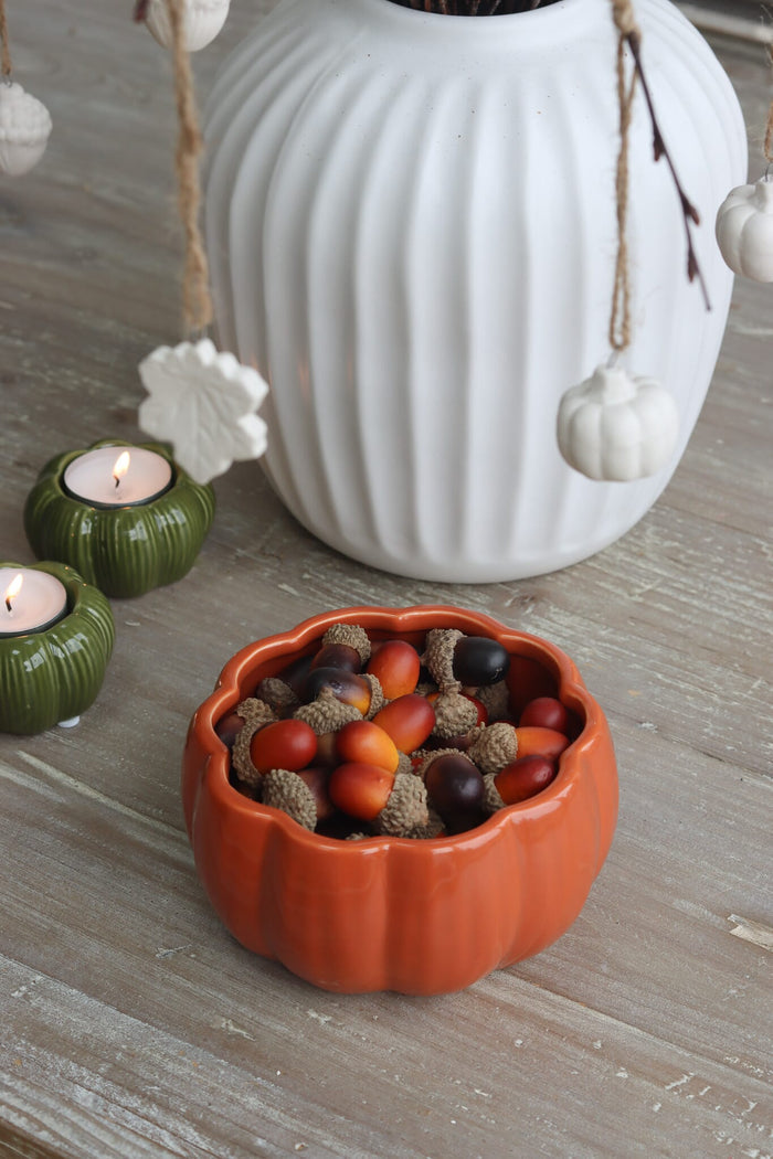 Ceramic Pumpkin Bowl - Autumnal Orange