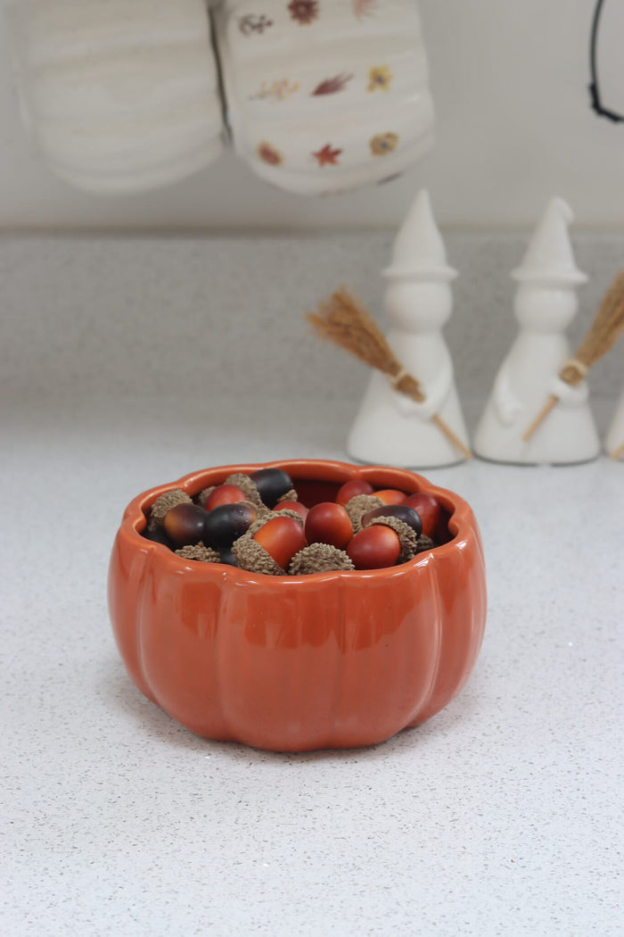 Ceramic Pumpkin Bowl - Autumnal Orange
