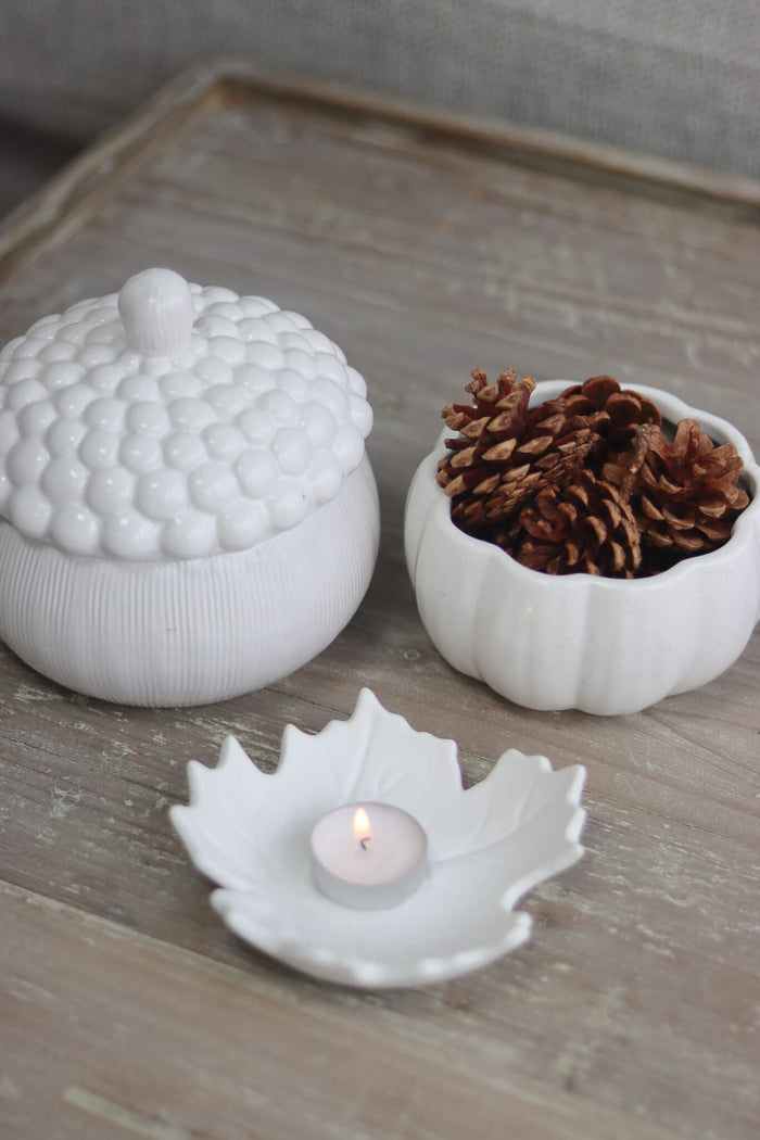 Ceramic Pumpkin Bowl - White