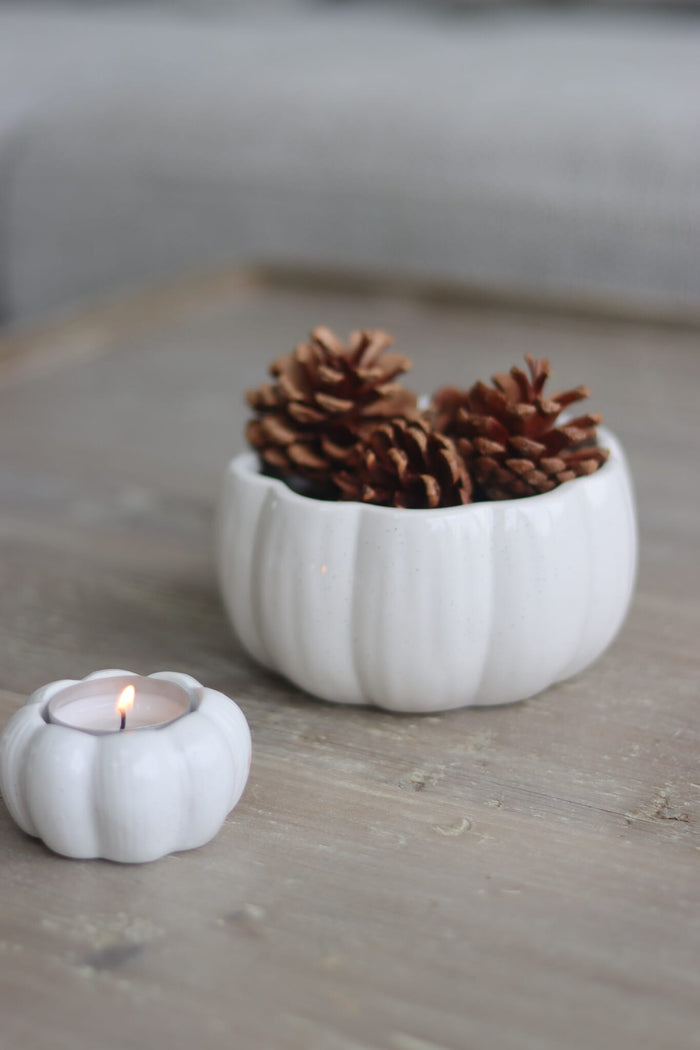 Ceramic Pumpkin Bowl - White