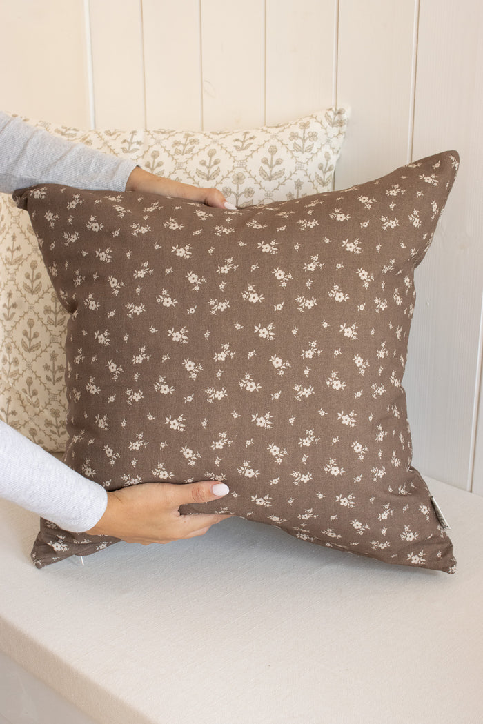Ditsy Brown Floral Cushion Cover