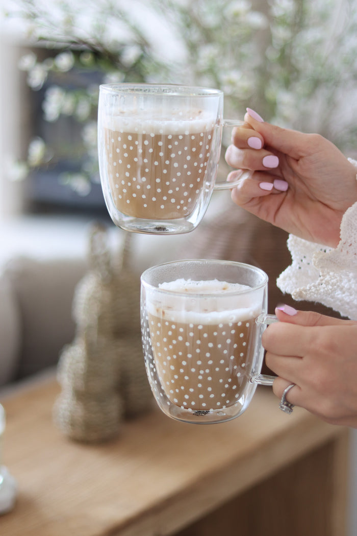 Double Walled Glass Mug Set - 2piece - Cosmos/White