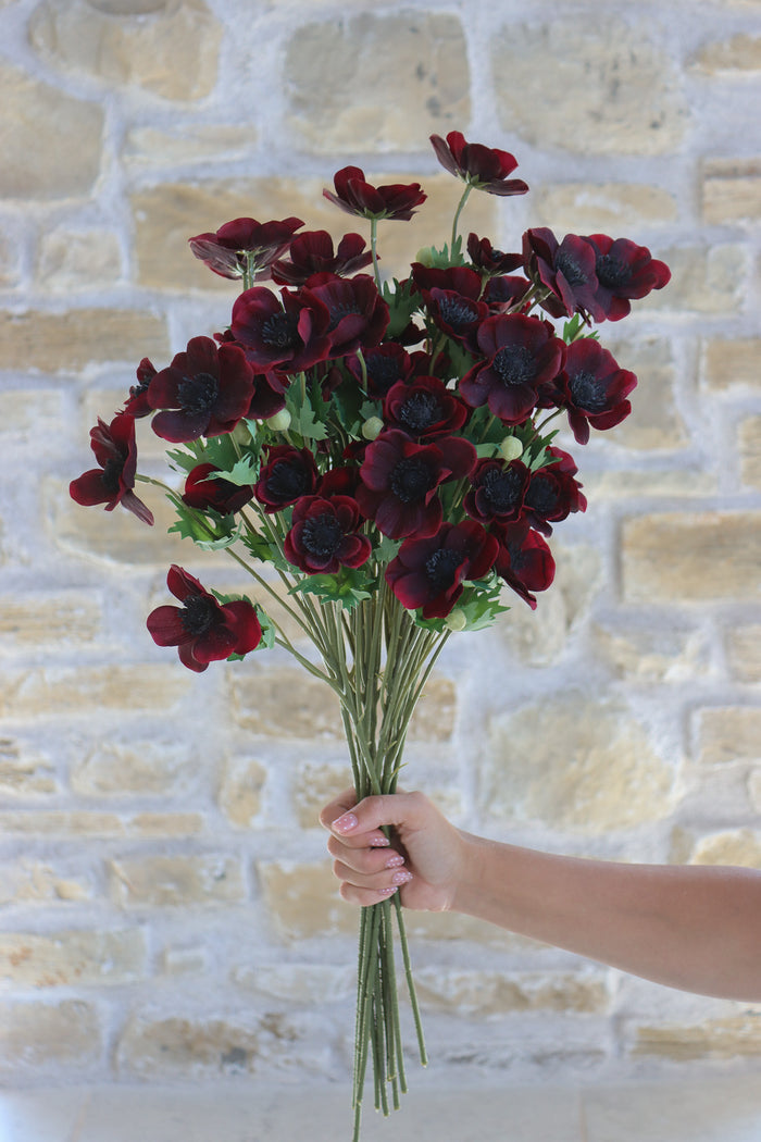 Faux Flowers - Anemone - Burgundy