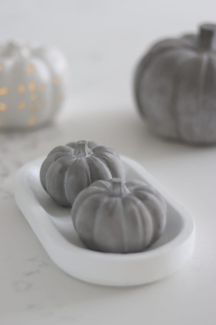 Grey Stone Resin Pumpkins - Small 2Pc Set