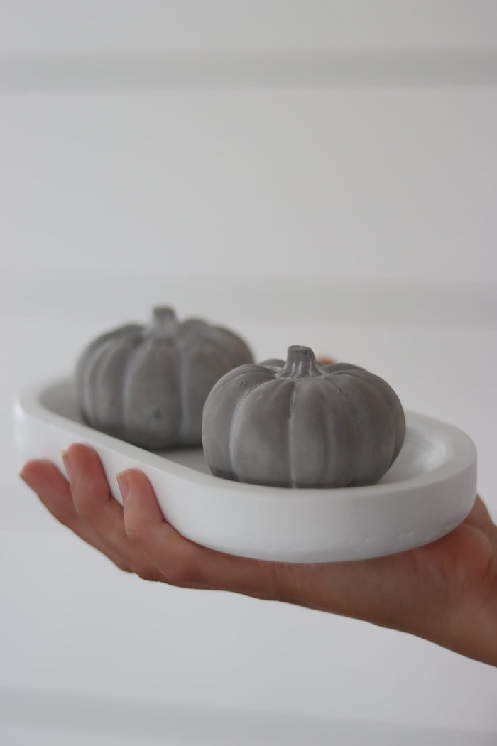 Grey Stone Resin Pumpkins - Small 2Pc Set