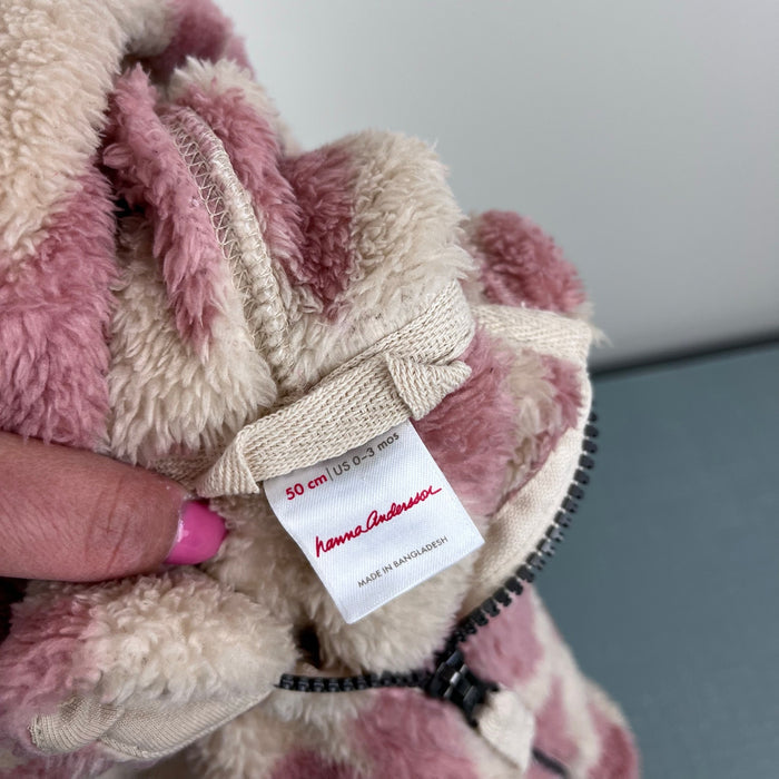 Hanna Andersson Baby Bear Jacket Recycled Marshmallow Oat Hearts 50 cm 0-3 Months
