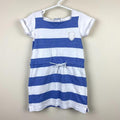 Jacadi Paris Girls Blue & White Striped Dress 4T