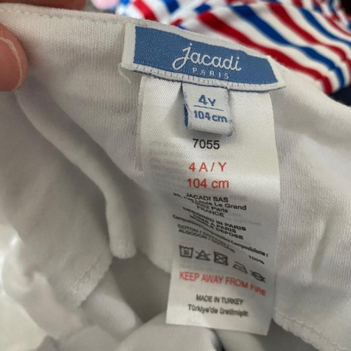 Jacadi Paris Girls Blue & White Striped Dress 4T
