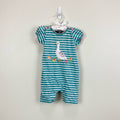 JoJo Maman Bebe Striped Applique Duck Shortall Romper 6-12 Months