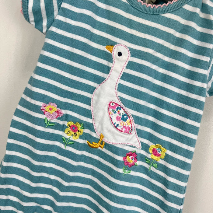 JoJo Maman Bebe Striped Applique Duck Shortall Romper 6-12 Months