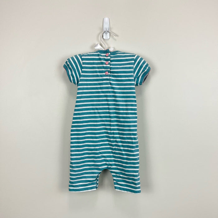 JoJo Maman Bebe Striped Applique Duck Shortall Romper 6-12 Months
