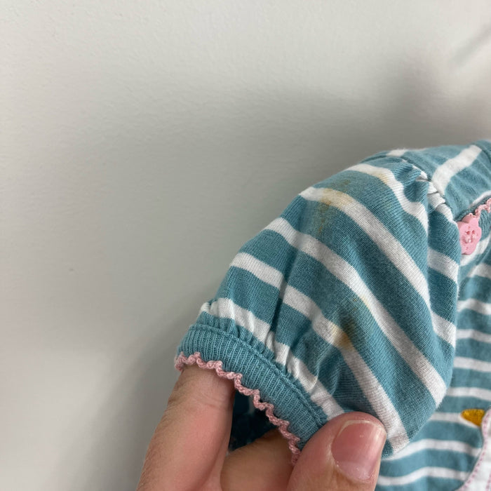 JoJo Maman Bebe Striped Applique Duck Shortall Romper 6-12 Months