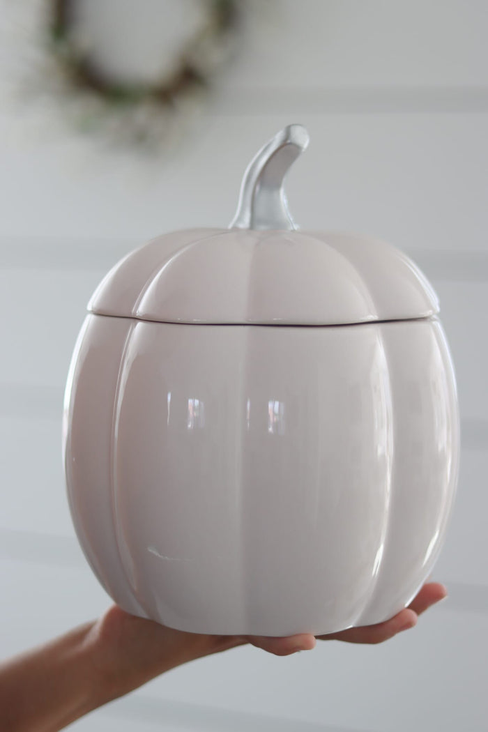 Large Ceramic Pumpkin Jar - Light Pink