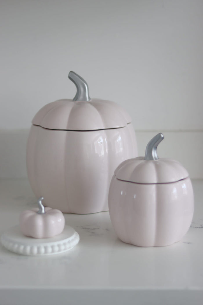 Large Ceramic Pumpkin Jar - Light Pink