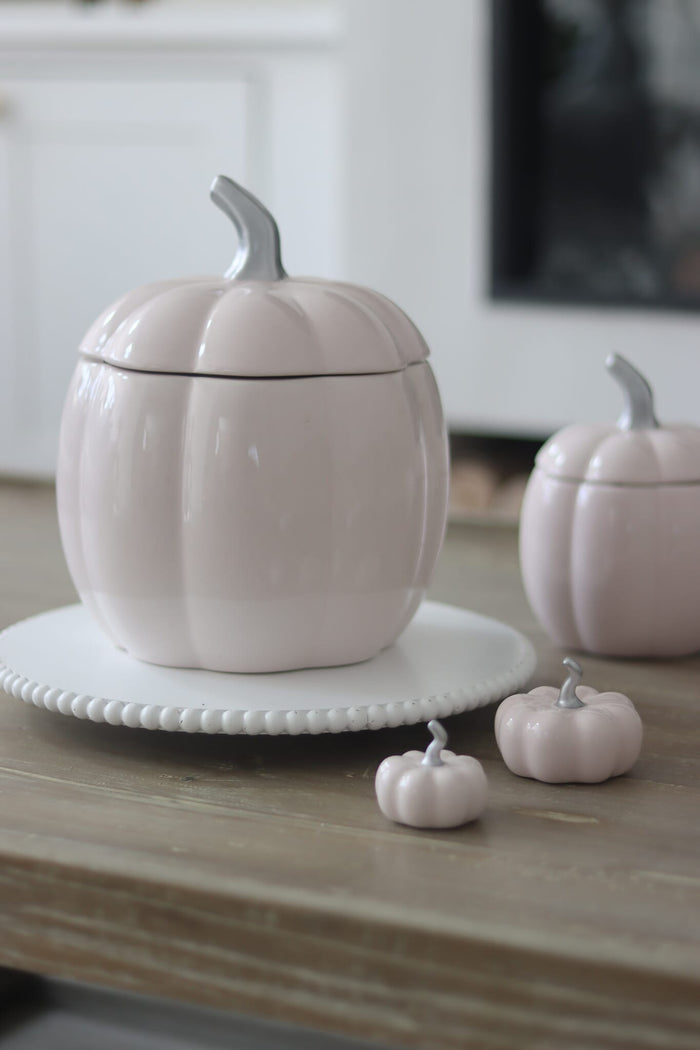 Large Ceramic Pumpkin Jar - Light Pink