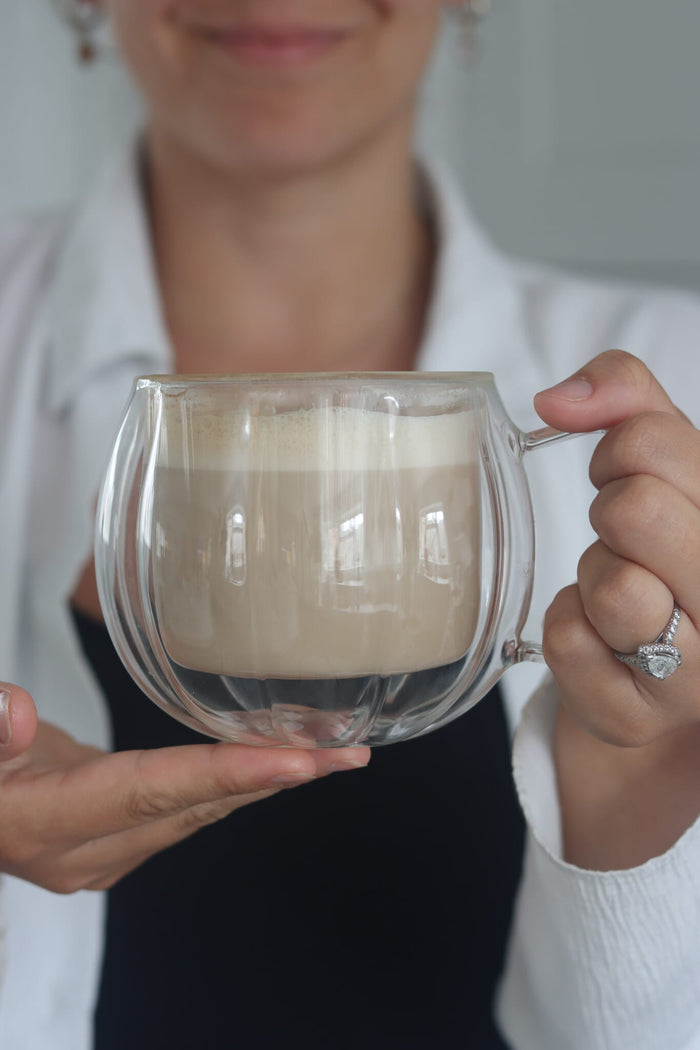 Large Double Wall Glass Pumpkin Mug