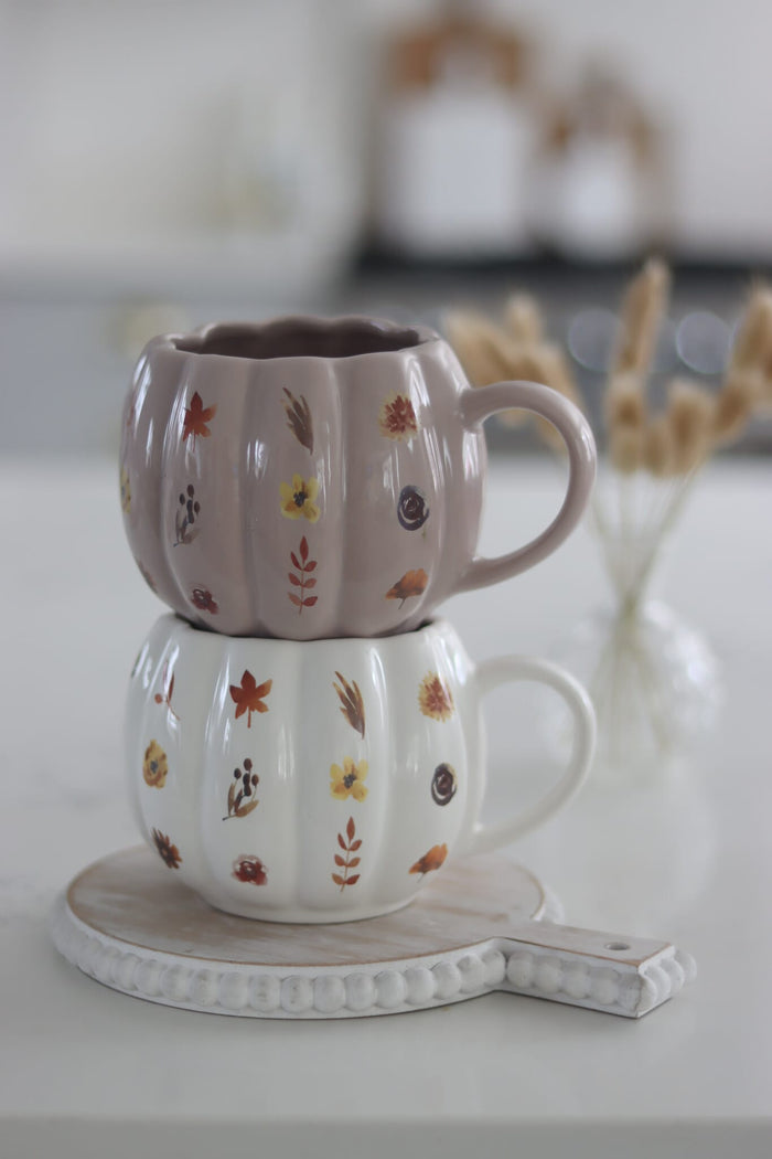 Large Pumpkin Mug - Floral/Autumn
