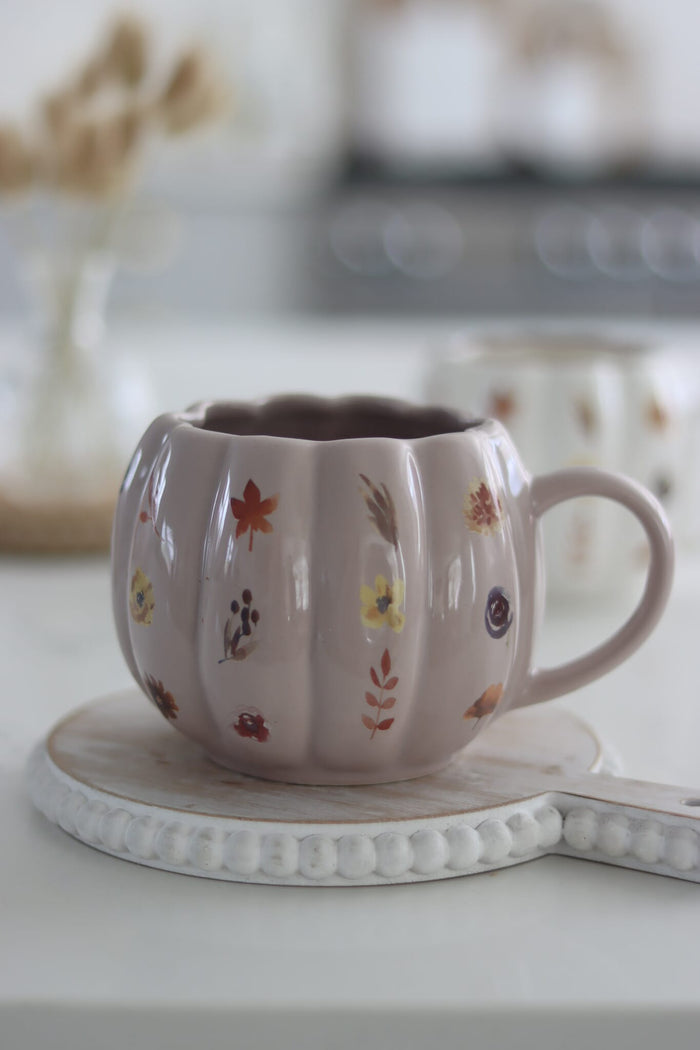 Large Pumpkin Mug - Floral/Autumn