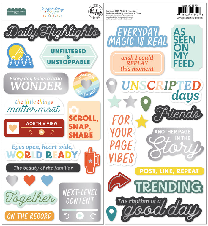 Legendary: Chipboard Phrase Stickers