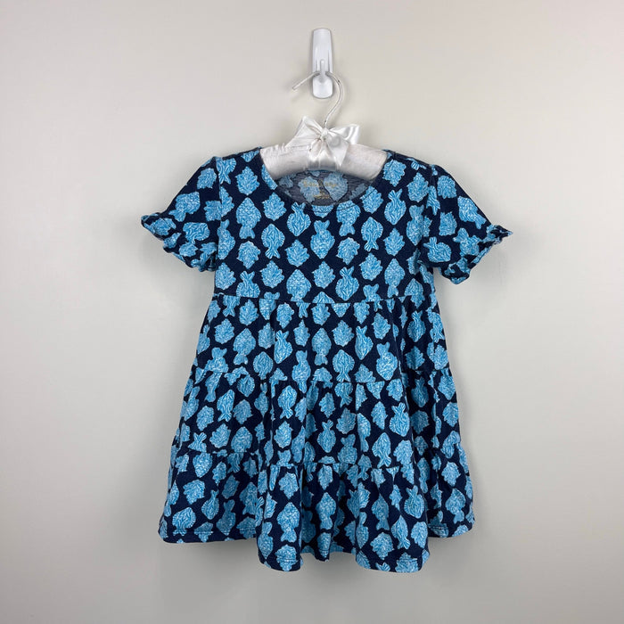 Lilly Pulitzer Girls Mini Jodee Short Sleeve Dress Low Tide Navy Any Fin For You XS 2-3