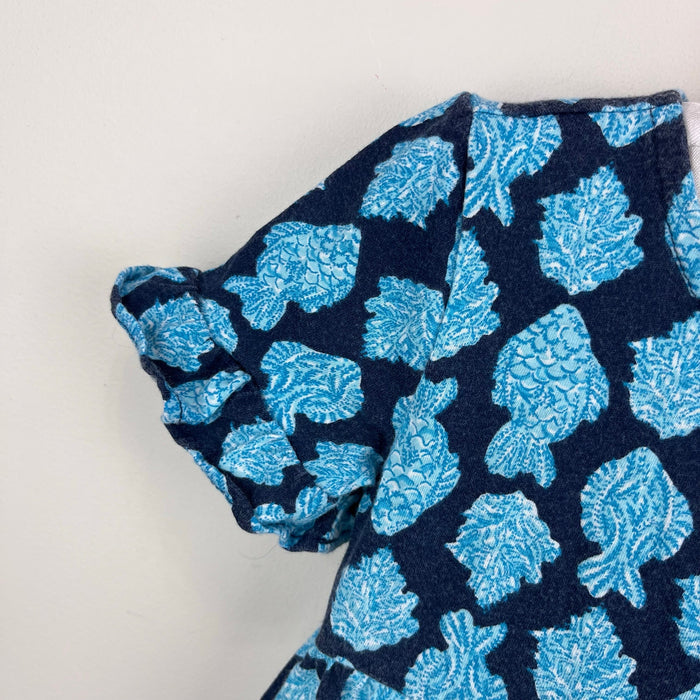 Lilly Pulitzer Girls Mini Jodee Short Sleeve Dress Low Tide Navy Any Fin For You XS 2-3