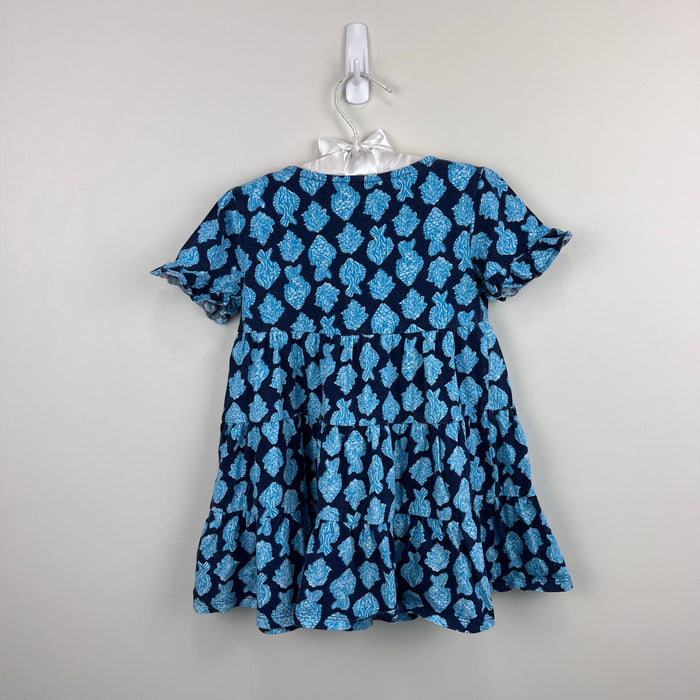 Lilly Pulitzer Girls Mini Jodee Short Sleeve Dress Low Tide Navy Any Fin For You XS 2-3