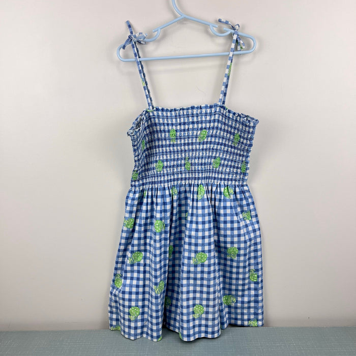 Lilly Pulitzer Girls Sweet Blue Picnic Plaid Smocked Hermit Crab Dress 6