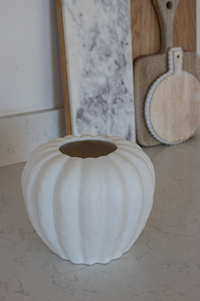 Matt White Curved Ceramic Vase