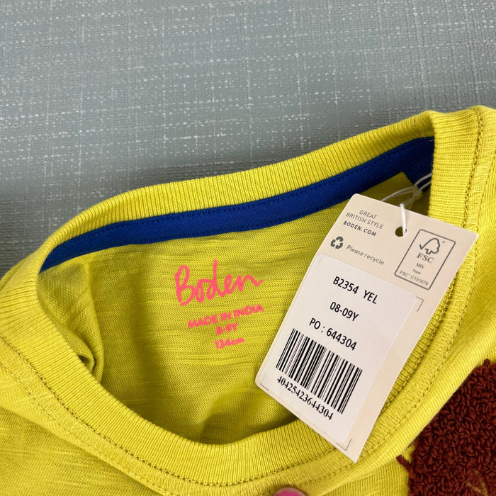 Mini Boden Boucle Print Logo T-Shirt Gooseberry 8-9 NWT