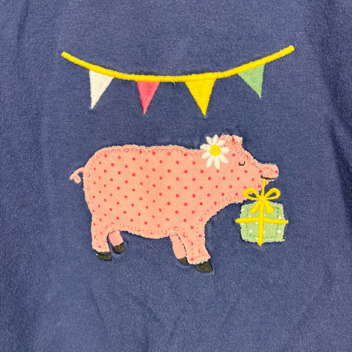 Mini Boden Short Sleeve Applique Party Pig T-Shirt 2-3