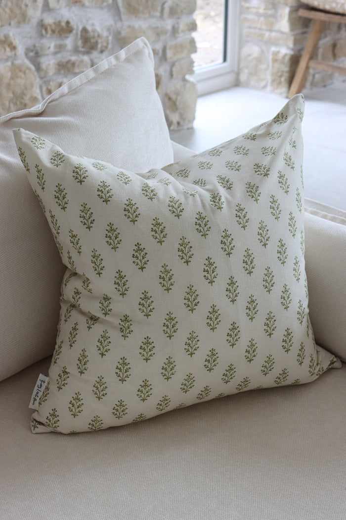Olive Sprig Cushion Cover