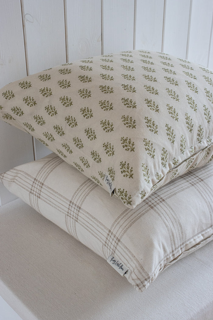 Olive Sprig Cushion Cover