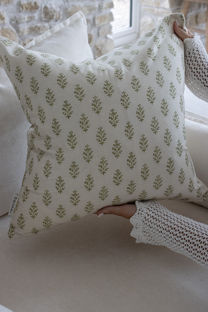 Olive Sprig Cushion Cover