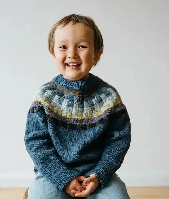 Jamieson's of Shetland Paul Klee Sweater Kits -Colorway 1 (Shaela Sample) | Kits at Michigan Fine Yarns
