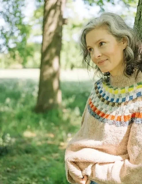 Jamieson's of Shetland Paul Klee Sweater Kits -Colorway 1 (Shaela Sample) | Kits at Michigan Fine Yarns