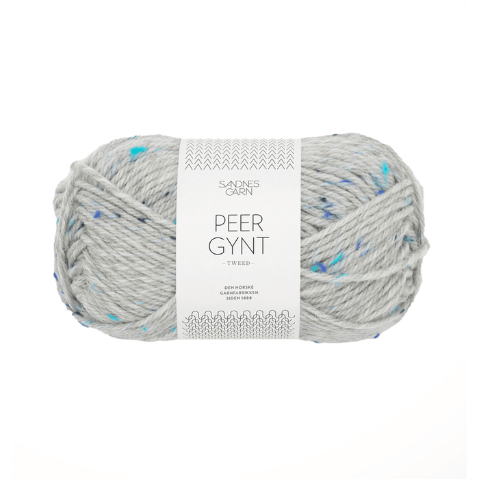 Sandnes Garn Peer Gynt Tweed - 1502 - Light Grey Melange / Blue Tweed  | Yarn at Michigan Fine Yarns
