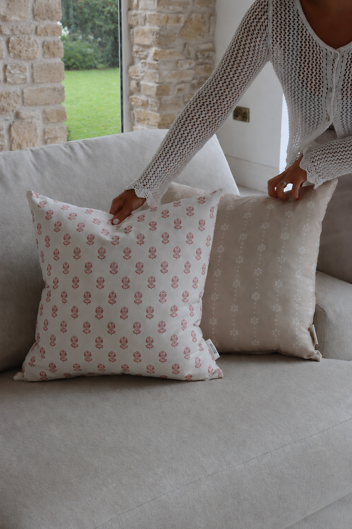 Pink English Garden Cushion Cover