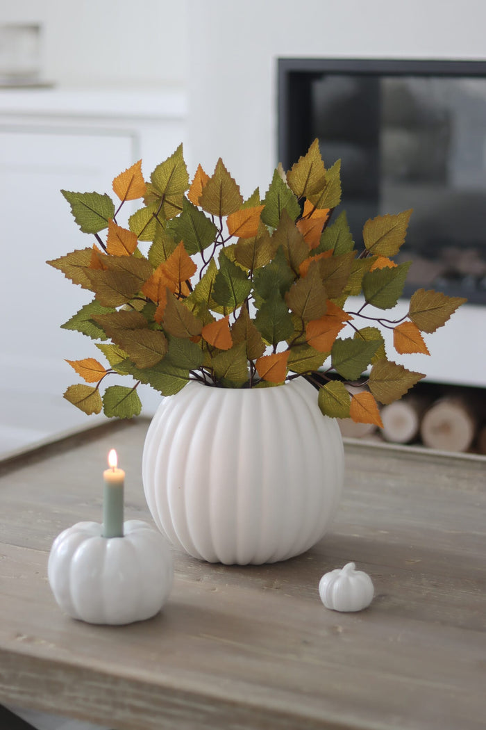 Pumpkin Style White Ceramic Vase