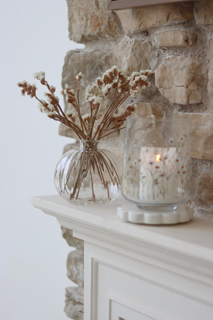 Round Ribbed Glass Vase