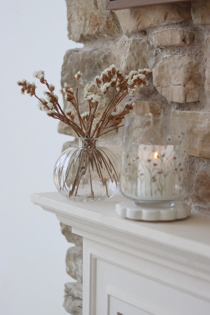 Round Ribbed Glass Vase